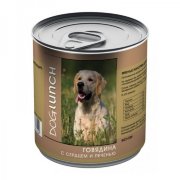 Dog Lunch консервы влажный корм для собак всех пород Говядина с Сердцем и печенью в желе 