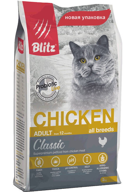 Сухой корм Blitz For Adult Cats Chicken для взрослых кошек «Курица»