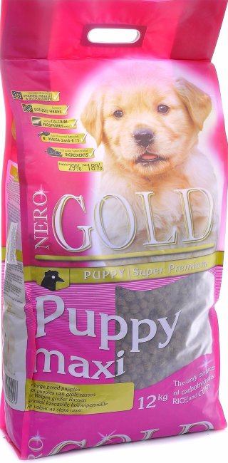 NERO GOLD super premium Puppy Maxi сухой корм для щенков крупных пород с курицей и рисом. 29/18