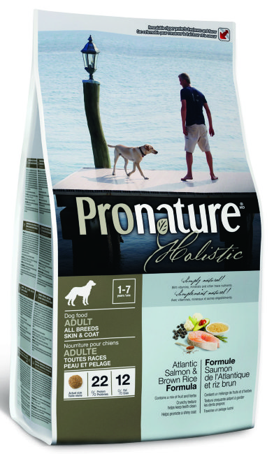 Корм холистик Pronature Holistic Atlantic Salmon & Brown Rice взрослых собак, для здоровья кожи и шерсти, лосось и коричневый рис 