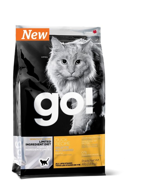 Корм GO! NATURAL Holistic беззерновой для котят и кошек с чувствительным пищеварением со свежей уткой, Sensitivity + Shine Grain Free Duck Cat Recipe