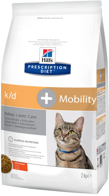 Hill's PRESCRIPTION DIET K/D + MOBILITY Сухой корм для взрослых кошек поддержание функции почек и метаболизма в суставах
