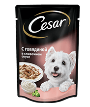 Cesar пауч влажный корм для взрослых собак говядина в сливочном соусе
