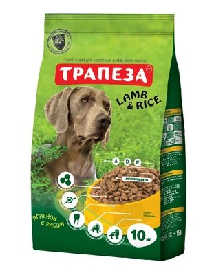 Корм Трапеза для взрослых собак с ягненком 10 кг