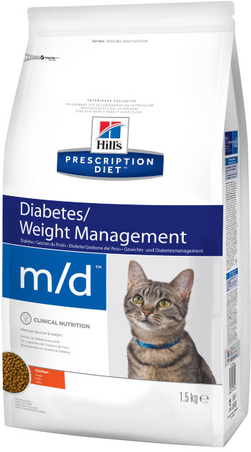 Hill's PD Feline M/D Корм сухой для кошек Диета для лечения сахарного диабета, ожирения