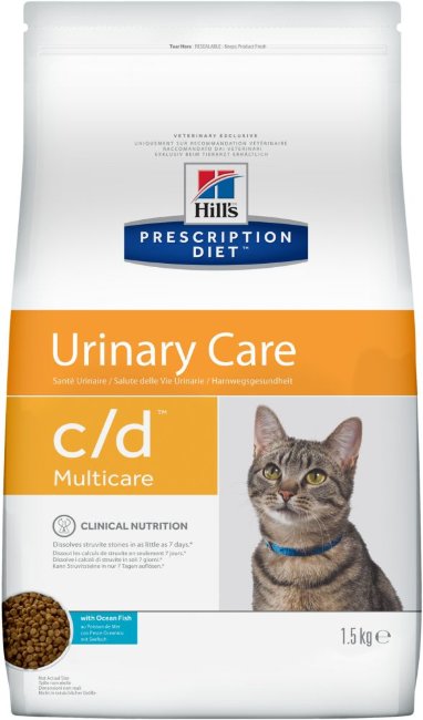 Hill's Prescription Diet c/d Multicare Urinary Care сухой диетический корм для кошек для поддержания здоровья мочевыводящих путей с океанической рыбой