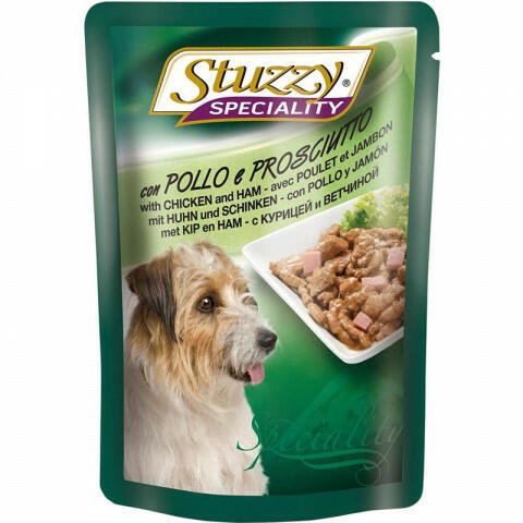 Stuzzy Speciality Dog пауч влажный корм для собак, курицей и ветчиной
