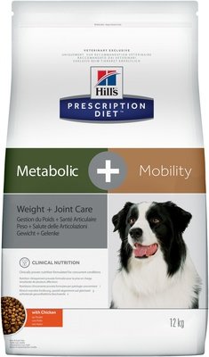 Hill's Prescription Diet для взрослых собак для коррекции веса и лечение суставов, Metabolic + Mobility Canine 12 кг