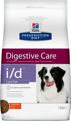 Hill's Prescription Diet сухой корм для собак лечение заболеваний желудочно-кишечного тракта, низкокалорийный, I/D Low fat