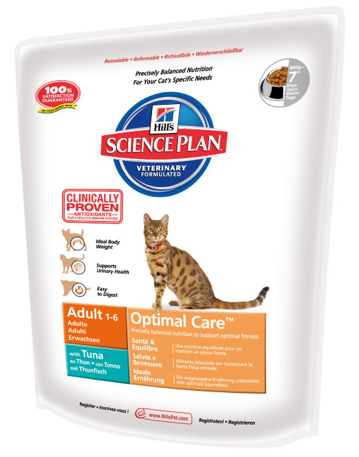Hill's Science Plan Adult Optimal Care Tuna Корм сухой для кошек c Тунцом