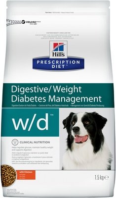 Hill's Prescription Diet w/D для собак лечение сахарного диабета, запоров, колитов, W/D Canine Low Fat